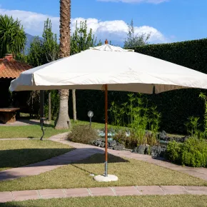 Ombrellone 3x2 Ecru Palo Centrale in Legno Poliestere PVC Impermeabile Antivento | BricoShop24 2