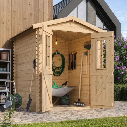 Casetta da Giardino in Legno 180x180 con Pavimento Doppia Porta 19 mm