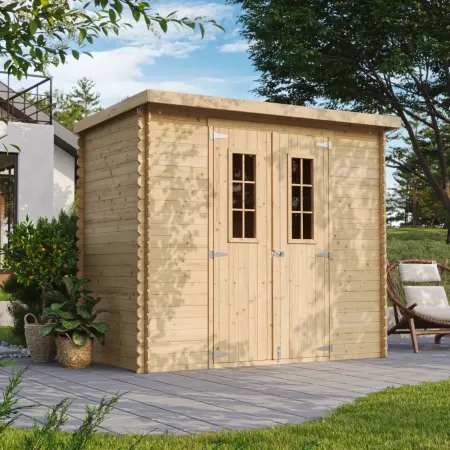 Casetta da Giardino 235x130 Legno 19 mm Doppia Porta Finestrata 3 m2