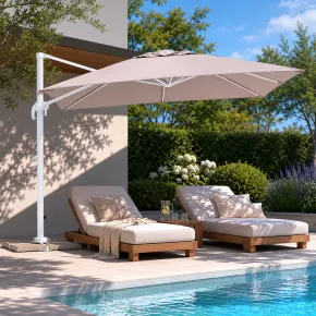 Ombrellone Palo Decentrato 3x4 Grigio da Giardino Antivento in Alluminio Esterno | BricoShop24 2