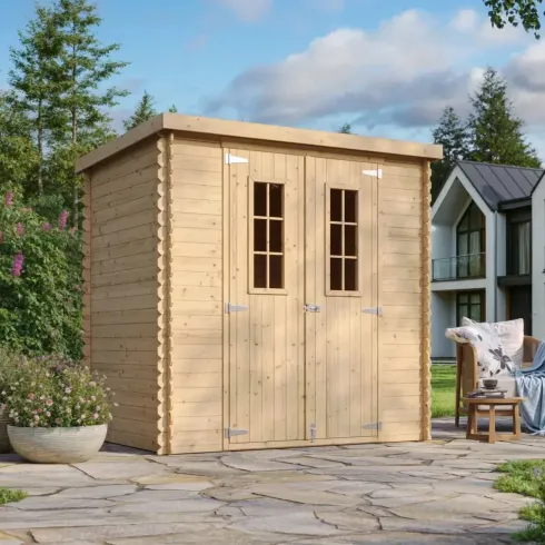 Casetta da Giardino Legno 19 mm 200x130 cm Doppia Porta Tetto Bitumato