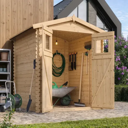 Casetta da Giardino 180x180 in Legno 19mm Porta con Finestra
