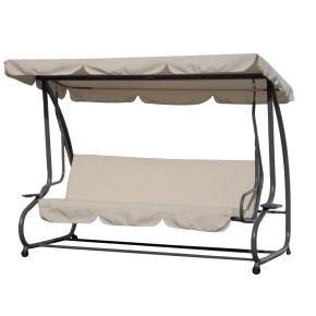 Dondolo 3 Posti Reclinabile Letto da Giardino Sofa Terrazzo Cuscini Telo Esterno
