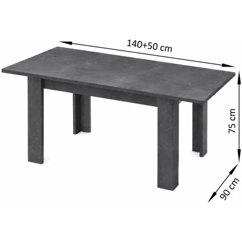 Tavolo Allungabile 140-190 cm in Legno Ardesia Moderno da Salotto