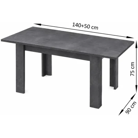 Tavolo Allungabile 140-190 cm in Legno Ardesia Moderno da Salotto