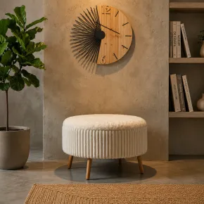 Pouf Rotondo Bianco 83x83 cm Imbottito Morbido per Soggiorno Relax 2