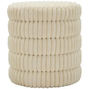 Pouf Letto Divano Bianco Rotondo Imbottito Mdf Poliestere Morbido