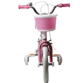 Bicicletta per Bambini 16" Regolabile Unicorno Rosa Rotelle Removibili 2