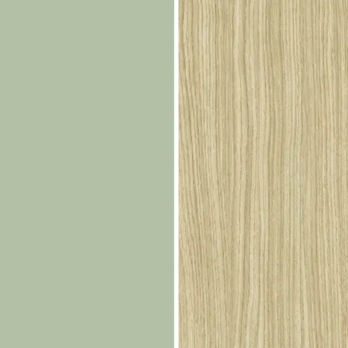 Credenza Cucina Soggiorno Verde Salvia Rovere 5 Ante Battenti Ribalta