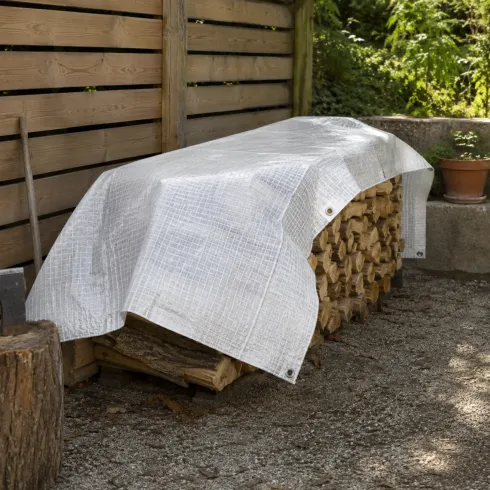 Telo Occhiellato Copertura Impermeabile 4x6 m Lavabile PE Bianco