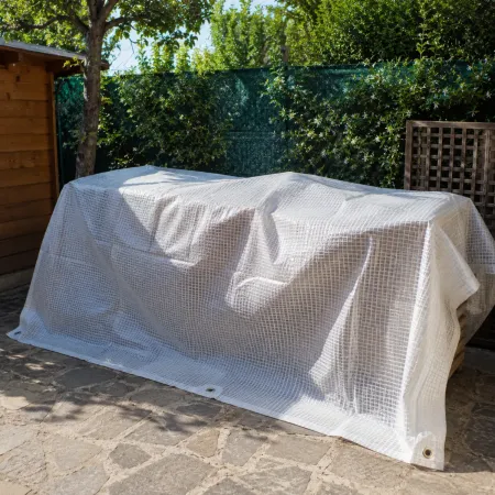 Copertura Telo Occhiellato PE Bianco 3x5 m Impermeabile Lavabile