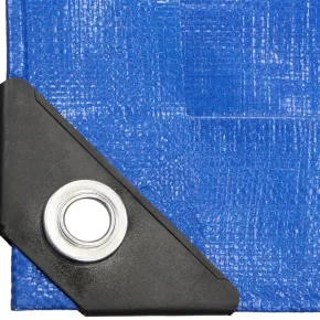 Telo Occhiellato Idrorepellente PE Blu 5x8 m Lavabile Bordi Rinforzati 2