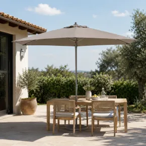 Ombrellone Rotondo diametro 2.4 metri Grigio da Giardino Antivento | BricoShop24 2