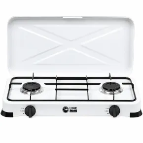 Fornello a Gas GPL 2 Fuochi Portatile 4,4 kW con Coperchio da Esterno