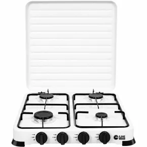 Fornello a Gas GPL 4 Fuochi Portatile 6,2 kW con Coperchio da Esterno