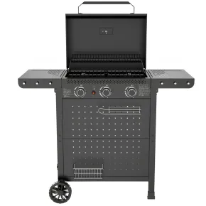 Barbecue a Gas 3 Bruciatori 7,5kW Griglia in Ghisa 55x34cm Giardino 2