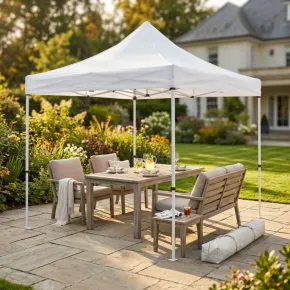 Gazebo Pieghevole 300x450 cm per Giardino Bianco Alluminio PVC Sacca 2
