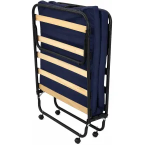 Letto Singolo Pieghevole in Acciaio con Materasso 80x190 cm con Ruote 2