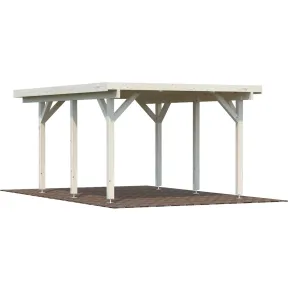 Carport Auto Singolo Legno Abete Grezzo 360x512x230 cm con Copertura