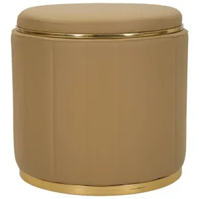 Pouf con Contenitore Similpelle Marrone Oro Moderno Soggiorno Camera