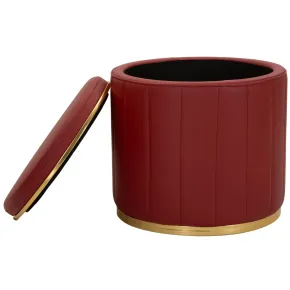Pouf con Contenitore Similpelle Rosso Oro Moderno Soggiorno Camera 2