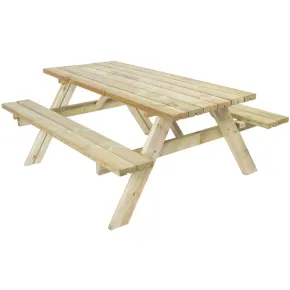 Tavolo Picnic in Legno da Esterno con Panche Richiudibili 177x153x76cm