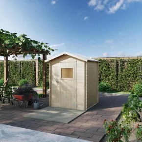 Casetta per Giardino Legno Naturale Block House 146x146 cm Tetto OSB3 2