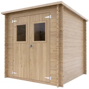 Casetta in Legno da Giardino Block House 2x2 m Doppia Porta Finestrata
