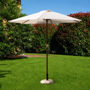 Ombrellone Rotondo 2.5 mt in Legno Bianco da Esterno Giardino Terrazzo Balcone 2