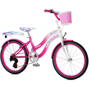 Bicicletta per Bambini Rosa 20" V-Brake Cestino Portapacchi City Bike