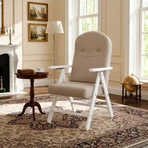 Poltrona Reclinabile con Braccioli Beige in Legno Bianco 4 Posizioni 2