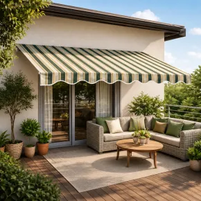 Tenda da Sole Avvolgibile Barra Quadra 250x200 cm Verde Bianco 2