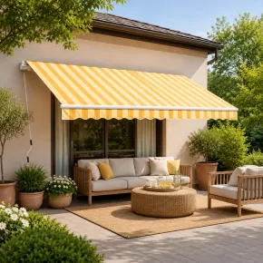 Tenda da Sole Avvolgibile Barra Quadra 250x200 cm Giallo Bianco 2