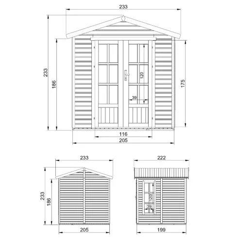 Casetta da Giardino in Legno 2x2 m 4 m2 con Pavimento e Tegole Rosso