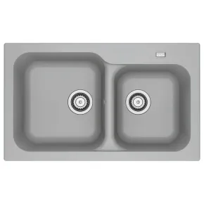 Lavello Cucina 2 Vasche da Incasso in Tectonite Grigio 83x50 cm