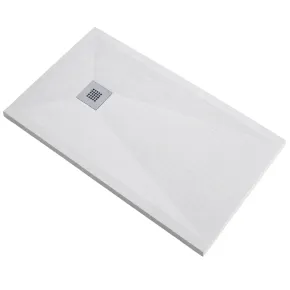 Piatto Doccia Slim Bianco 3 cm Effetto Pietra in Resina Marmo Piletta Scarico