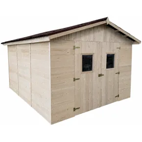 Casetta da Giardino in Legno Grezzo 3x4 m Pannelli 16 mm Porta Doppia