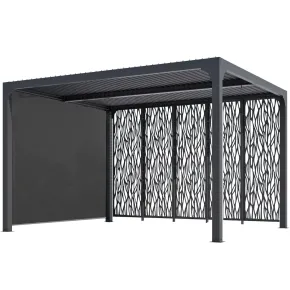 Pergola Bioclimatica in Alluminio 360x300 cm con Tenda e 5 Pannelli
