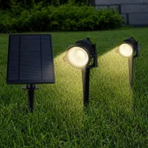 Set 2 Picchetti Luce Solare LED 3W Sensore Crepuscolare Orientabile 2