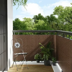 Rotolo Frangivista Rattan Artificiale Marrone 1x3m Copertura Privacy 2