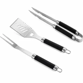Set Utensili Barbecue 3 Pezzi in Acciaio Inox Manici in Polipropilene