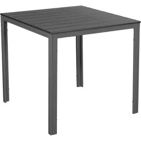 Tavolo Quadrato da Esterno in Acciaio e HDPE Effetto Legno 78x78x74cm