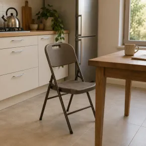 Sedia Pieghevole Noce in Acciaio e HDPE da Interno Esterno 45x50x88cm 2