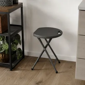 Sgabello Pieghevole Noce in Acciaio e HDPE 30x30x44 cm da Interno 2