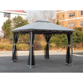 Gazebo Acciaio 3x3 Esterno Giardino con Zanzariera Tende Pareti Laterali Pergola 2
