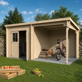 Casetta in Legno 28 mm con Portico 443x229 cm da Giardino Block House 2
