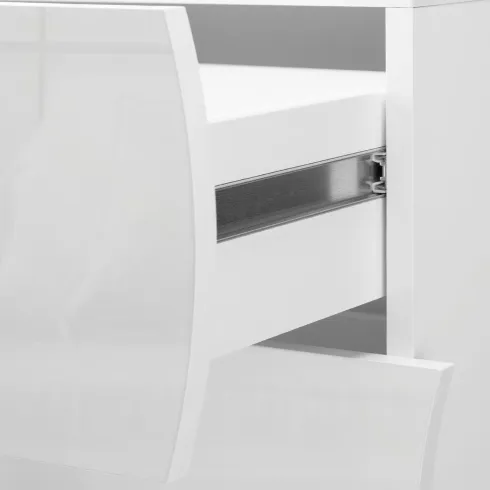Comodino con 2 Cassetti in Legno Bianco Lucido Camera da Letto