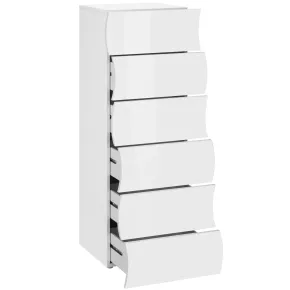 Settimino con 6 Cassetti Onda in Legno Bianco Lucido Camera Ingresso 2