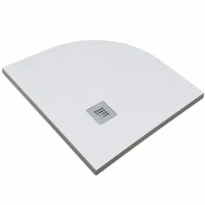 Piatto Doccia 80x80 90x90 Slim Semicircolare Effetto Pietra Angolare con Piletta 2