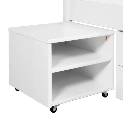 Letto alla Francese 140x200 cm in Legno Bianco con Cassetti Comodino